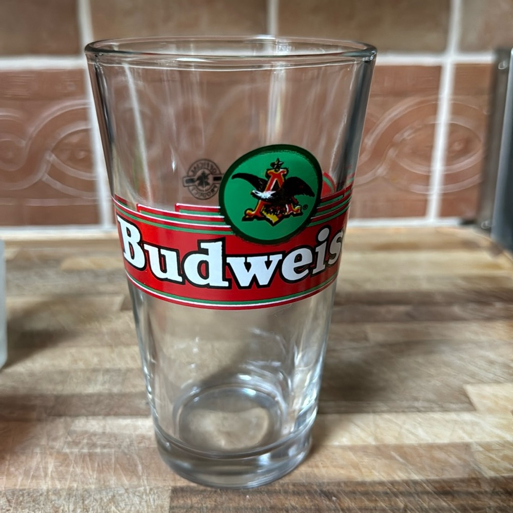 Vintage Budweiser Beer Bar Pint Glass With Anheuser Busch Eagle Logo Collectible